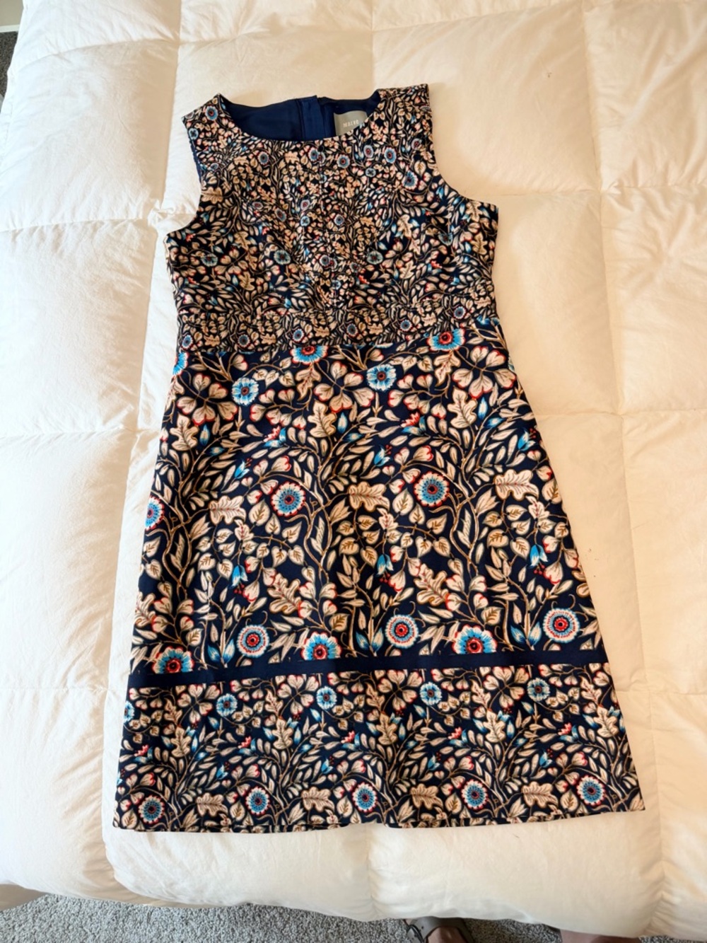 Maeve Navy Floral Patterned Dress with Blue and Cream Accents - Picture 6 of 6